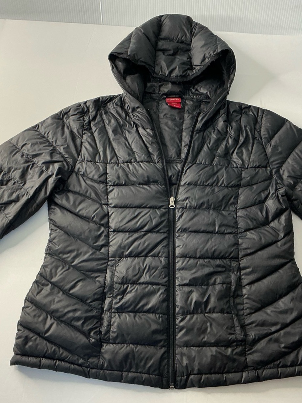 Merona Black Quilted Packable Hooded Puffer Jacket